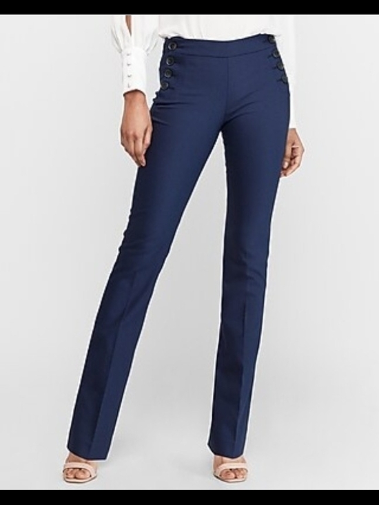 Express Pants - Express Women's Mid-Rise Side Button Barely Boot Columnist Pants 14R